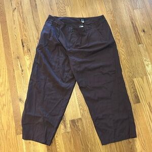 Madewell The Plus Harlow Wide-Leg Pant in Drapey Twill in Brown Size 20W NWT